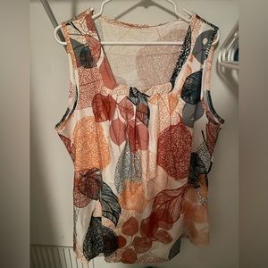 New size 2x 16 Silky coral white beautiful Easter summer spring  tank shirt top